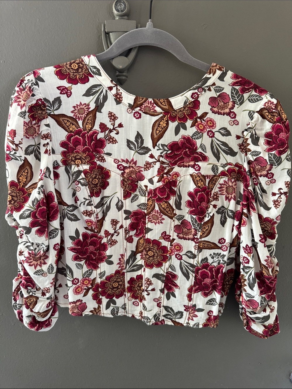 Floral Boho Puff-Sleeve Corset Top  - Sexy Back Cutout
